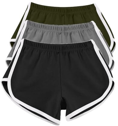 3PC Short Femme en Coton Bas De Survêtement Court Rayé pour Jogging Running Fitness D’Été Doux Et Respirant Yoga-Femme-Pantalons Sports Shorts Workout Athletic Running Gym