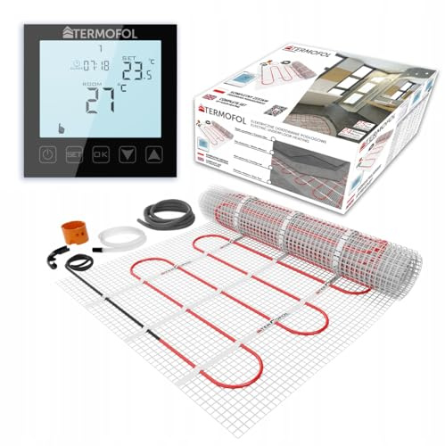 Termofol Tapis de Chauffage Sol + Thermostat Set - Surface 20 m² - Puissance 150W/m2 - Chauffage au Sol Electrique avec Thermostat H1 Noir - Plancher Tapis Chauffant Electrique
