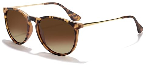 Charfia Damen Polarisierte Retro Sonnenbrille mit UV400 Schutz, Runde Damen Sonnenbrille für Alltag und Outdoor-Aktivitäten