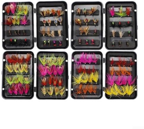 ZAMETTER Fly Fishing Assorted Flies Kit,Fly Hook Set Fly Fishing Hook Finished Set Ant Poison Hook Lure Insect Bait(C-32PCS)