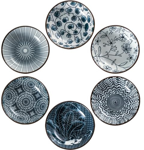 GXIQYL 6PCS Keramik Dipschalen,Gewürzschalen Klein Soja Saucenschälchen,Tapas Schalen Set Snackschalen Dipschalen Set Snack Bowl für Sushi Snack Öl Soja sauce