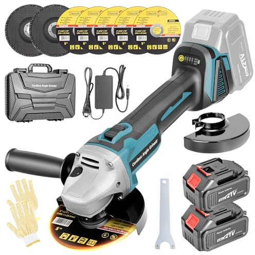 CAMXTOOL Cordless Angle Grinder with 2×4.0Ah Battery, 4-1/2 Brushless Battery Powered Grinder, 4 Variable Speed Power 8500 RPM For Metal Cutting Grinding & Polishing