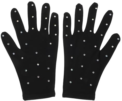 PENIKOKO Ice Figure Skating Gloves with Rhinestone Decoration – Black Opaque Performance Gloves Size L – Figure Skating Accessories for Competitions and Training