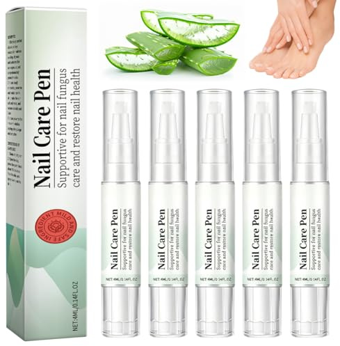 VOHESEA 5 stycken Nagelsvampstift, Nagelvårdspenna med Teeträdolja Aloe Vera, För Naglar Och Tånaglar, Bärbar Och Praktisk, Perfekt För Daglig Användning