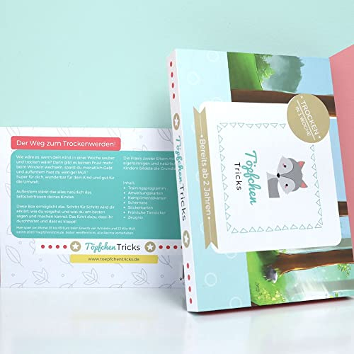 Töpfchen Tricks - Erfolgreiches Töpfchentraining für Kleinkinder - Trockenwerden mit Belohnungssystem, 10 doppelseitigen Stickerkarten, 120 Stickern und Pipi-Zeugnis - Ihr Kind auf der Toilette/Klo
