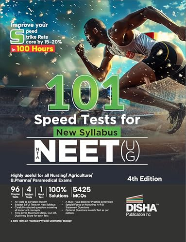 Disha 101 Speed Tests for New Syllabus NTA NEET (UG) 4th Edition | Improve your Score by 15-20% | Physics, Chemistry, Biology, PCB | Question Bank | 100% Solutions