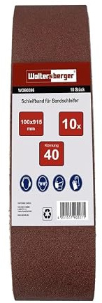 Woltersberger® 10 stycken slipband i tyg, storlek 100 x 915 mm, Kornstorlek P40, slipband band band slippapper