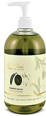 Shampoo doccia Oroverde a base di olio di oliva biologico italiano in dispenser da 500 ml