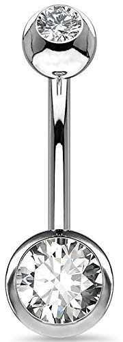 OUFER 14G 8 12 14 mm Piercing ombligo titanio ombligo bolas cortas largas barras dobles gemas joyas para mujer hombre, Titanio