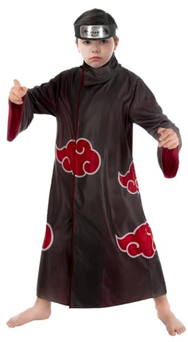 Chaks - Costume d'Itachi Uchiha pour enfants, tenue de cosplay d'anime | Tenue officielle Naruto, ensemble 2 pièces comprenant une robe et un bandeau, pour le carnaval et les événements anime