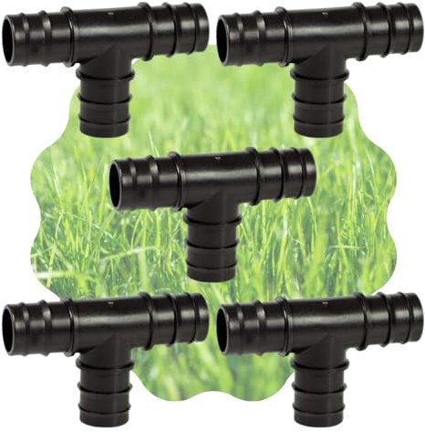 Raccordo a Tee, Portagomma T, Connettore a 3 Vie per Tubi e Sistemi di Irrigazione a Goccia, Nero - Orto Facile (5, 25 x 25 x 25 mm)
