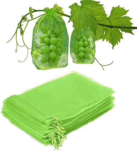 Traubenschutzbeutel,50 Stücke Weintrauben Schutzbeutel 20x 30cm,Obst Schutzbeutel,Weintrauben Schutzbeutel mit Zugband,Garten Netzbeutel Schutz vor Kirschessigfliege Wespen and Vögeln
