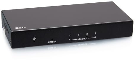 C2G Amplificateur répartiteur HDMI 4 Ports 4K 60 Hz Idéal pour basculer Entre lecteurs Blu-Ray, Consoles de Jeux, câble numérique, Plusieurs écrans ou boîtiers Satellite et récepteurs A/V