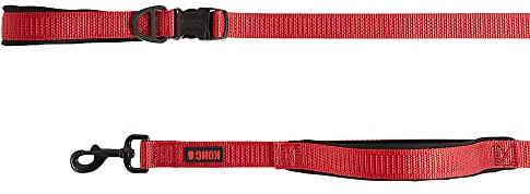 KONG Comfort Ultra Durable Traffic Padded Handle Hands Free Quick Control Leash 6' (Red)