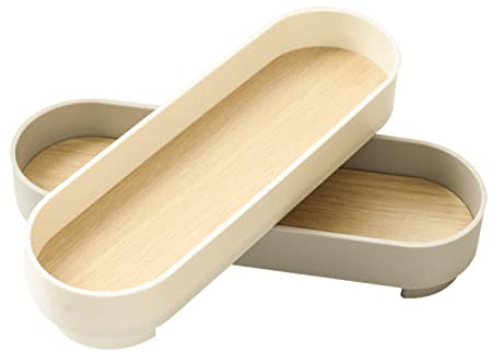 HERCHR Vassoio Ovale per Baguette in Legno, Vassoio Ovale in Legno, Vassoio per Tazza da Dessert in Legno, Vassoio Decorativo Ovale per Uso Domestico per La Fragranza del Trucco(01)