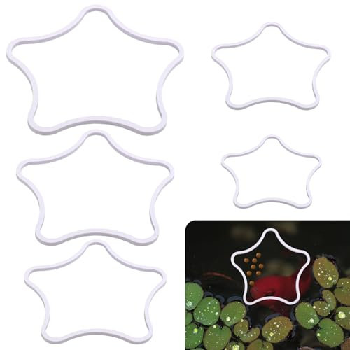 PEUTIER 5uds Anillos Flotantes para Plantas de Acuario, Forma Estrella Anillos de Alimentación de Peces Corral Espuma para Peceras Círculo Aislamiento Lenteja Agua Mantiene Plantas en Lugar (Blanco)