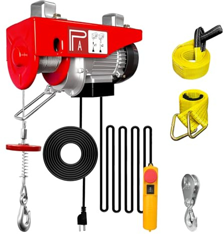 YATOINTO 1320lbs Electric Hoist, Electric Winch with 13ft Wired Remote Control, 39.4ft Single Cable Lifting Height with Emergency Stop Switch, Zinc-Plated Steel Wire, Hoist Lift for Garage, Factories