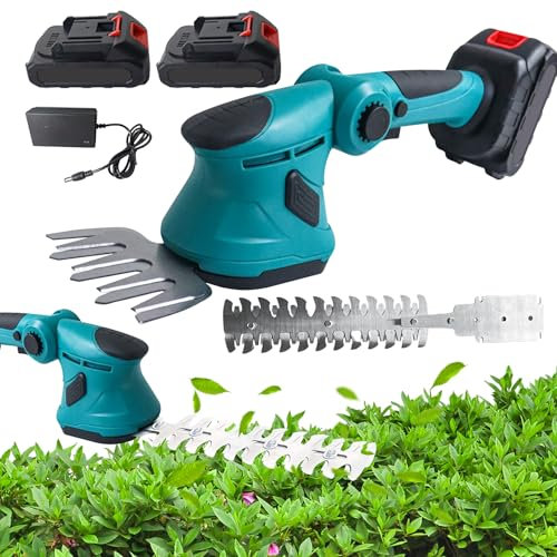 Cisaille de Jardin/Taille-haie Easy Shear,2 en 1 Cisailles à Gazon, Batterie 21V,pour Couper Les Haies,Les pelouses,Comprend Un Tailleur portatif,Une Batterie et Un Chargeur (2 Batteries)