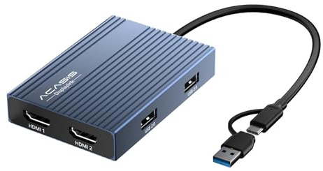 Adaptador USB C a Doble HDMI DisplayLink, 4K a 60 Hz, 2 HDMI, PD 100 W, estación de Acoplamiento USB C DisplayLink para Mac M1/M2/M3/Windows, Adaptador USB A/C a Doble Monitor (Grigio Fantasma)