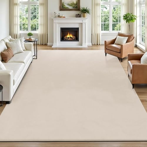SHACOS Beige Rugs Living Room Large 200x300 cm Washable Rug Anti Slip Fluffy Area Rugs Non-Slip Bedroom Rug Soft Carpets for Living Room