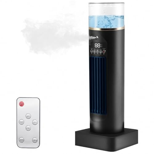 Mini aire acondicionado portátil, enfriador de aire inalámbrico de 6 niveles con depósito de agua de 100 ml, enfriamiento rápido 3S, mando a distancia sin contacto, temporizador de 6H, humidificador