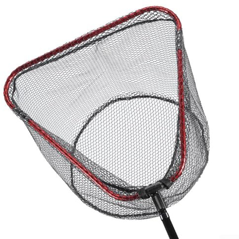 Vidonergy Red de aterrizaje de peces para pesca en agua dulce y salada, red de nailon plegable con aro de aleación de aluminio, puerto de tornillo de 8 mm, longitud lateral de 38/45/50 cm (mediana)