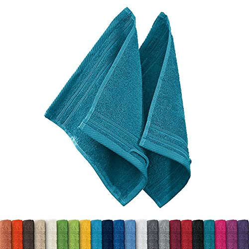 Erwin Müller Seiftuch Heidelberg 2er- Pack 100% Baumwolle Petrol Größe 30x30 cm - leichte Qualität, saugstark, schnelltrocknend, kompakt - ideal für Sport, Strand, Reisen (weitere Farben)