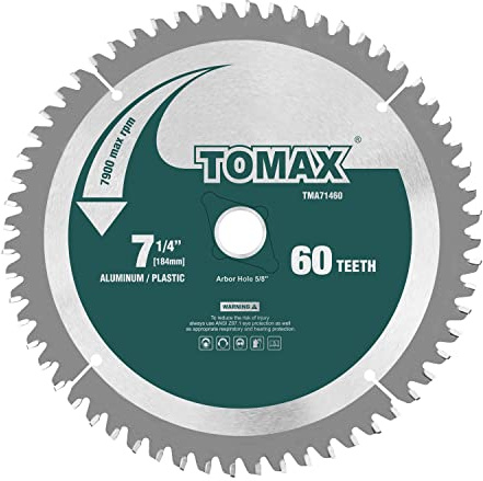 TOMAX 7-1/4-Inch 60 Tooth TCG Aluminum and Non-Ferrous Metal Saw Blade with 5/8-Inch DMK Arbor