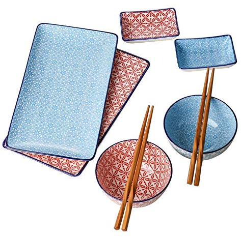 Geschirr sushi Set, vancasso MACARON japanische Ess Service aus Porzellan, 8-teilig Geschirr-Set für 2 Personen