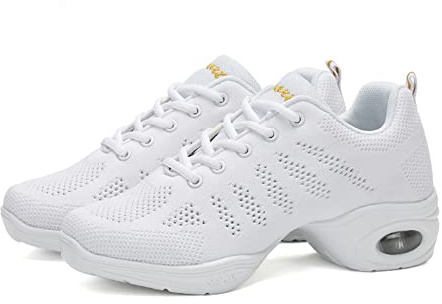 ERLINGO Scarpe da ginnastica da danza da donna scarpe jazz traspiranti con cuscinetto d'aria da donna suola divisa atletica scarpe da ballo comode scarpe da ballo in rete con lacci assorbimento degli