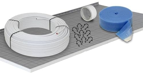 Fußbodenheizung Warmwasser Set 10m² Tackersystem 35 mm Faltplatte Alu-Verbund Rohr VA10 Zubehör