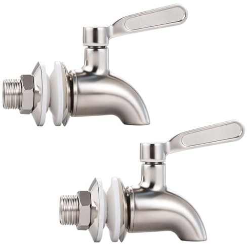 Ceaeso Spigot for Beverage DispenserïŒStainless Steel Spigot for Drink Dispenser, Water Dispenser Faucet, Fits Gravity Filter Systems ïŒ Lead-Free, 2 Pack