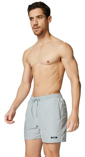 Calvin Klein Men’s Medium Drawstring Quick Dry Swim Shorts, Grey (Quarry), M