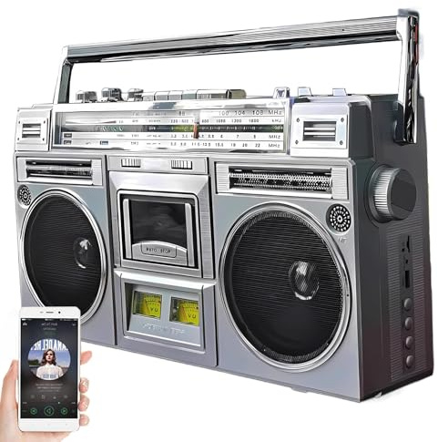 80-Tals Retro Street Bluetooth-HöGtalare, Stereobandradioskivspelare, StöDer SD/USB IngåNg, U Diskinspelning, Kassettbandspelare FöR Familjesammankomster Och Resor