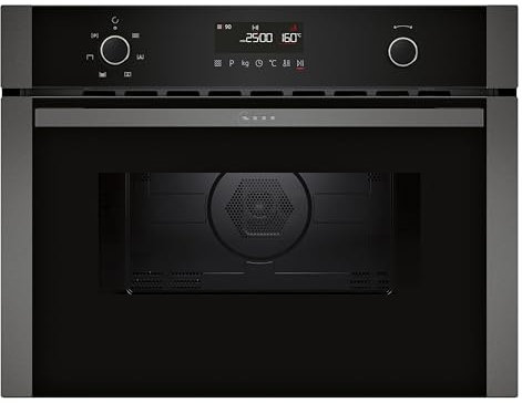 Neff N 50, C1AMG84G1, forno a microonde da incasso con aria calda 60 x 45 cm, Easy Clean per una pulizia rapida, display LCD, pulsanti 1-touch, programmi automatici, barbecue, grigio grafite