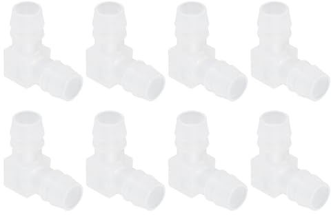 QUARKZMAN Conector De Manguera De 1/2, 8 Pz Igual Codo De 90 Grados En Forma De L con Púas De 2 Vías Unión a Empalme Conector De Tubería para Líneas De Aire Gas Combustible Líquido Hogar