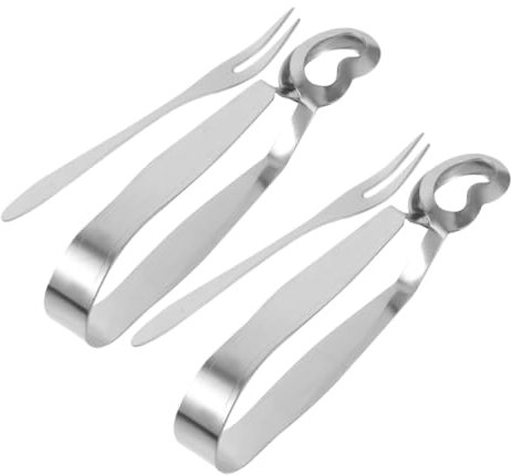 Alipis Set Da 4 Pezzi Per Lumache Pinze Forchette E Posate in Acciaio Inox A Forma Di Lumache Antipasto