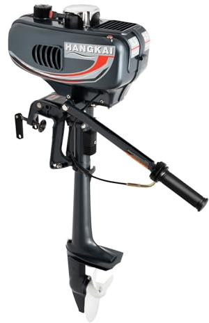JJsdwin Moteur hors-bord 2 temps, moteur hors-bord 3,5 CV, moteur hors-bord 49 cc pour bateaux en caoutchouc, bateaux pneumatiques et bateaux de pêche, 1 cylindre, demi-refroidissement à eau