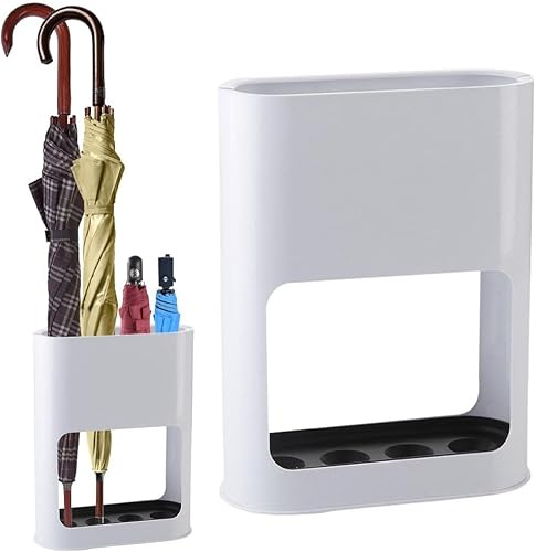 DASIAUTOEM Portaombrelli bianco, 4 slot con vassoio raccogligocce rimovibile, per ingresso, portaombrelli lunghi/corti