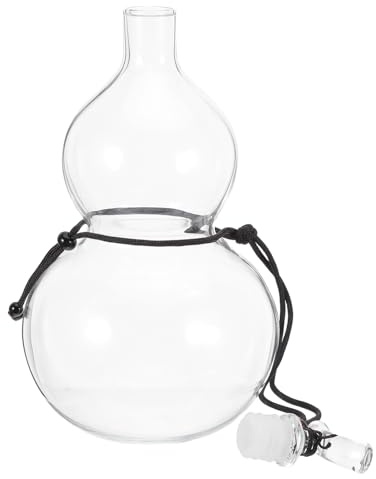 COLLBATH 20oz Gourd Shaped Glass Bottle for Wine Brewing Ornamental Drinking Flask Rope Handle Capacity for Home Bar Outdoor Picnic