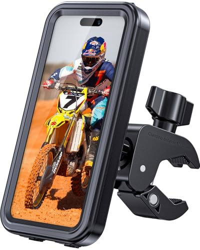 WACCET Soporte Movil Moto Impermeable [Desmontaje Rápido en 1S] Soporte Móvil Bicicleta 360° Rotación Soporte Movil Scooter Porta Movil Moto con Pantalla Táctil para 4,7-6,9 Teléfono