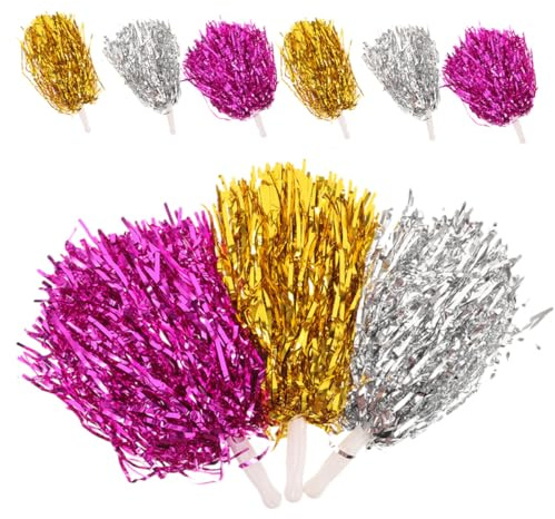 Vaguelly Pompons de Cheerleading Multicolores Réutilisables Lot de 9 Poignée Confortable, Accessoires pour Pom-Pom Destinés aux Encouragements Pendant Les Matchs de Basketball et