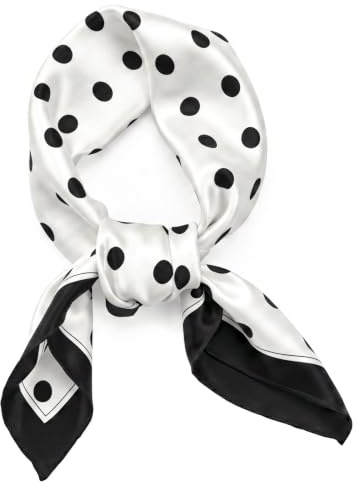 Ymapinc svart-vit prickig halsduk dam – 66 x 66 cm | Vintage sidenscarf mjuk halsduk, halsduk trendig bandana damer fyrkantig huvudduk väska tillbehör