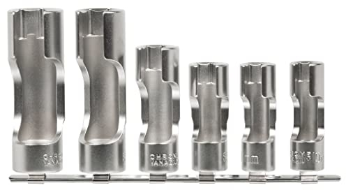SW-Stahl 01482L Steckschlüsseleinsätze offen, 3/8 Zoll, 10-19 mm, 6-teilig, geschlitzt Adapter I Nuss I Steckschlüssel-Einsatz sechskant I lang I schwer zugänglich