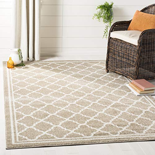 SAFAVIEH Amherst Collection Area Rug - 6' x 9', Wheat & Beige, Moroccan Trellis Design, Non-Shedding & Easy Care, Ideal for High Traffic Areas in Living Room, Bedroom (AMT422S)