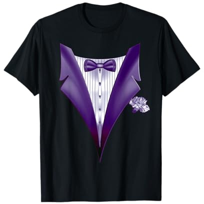 Purple Novelty Tuxedo Tux Design T-Shirt