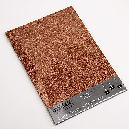 Italian Options Lot de 10 feuilles de papier cartonné pailleté 250 g/m², format A4, marron chocolat