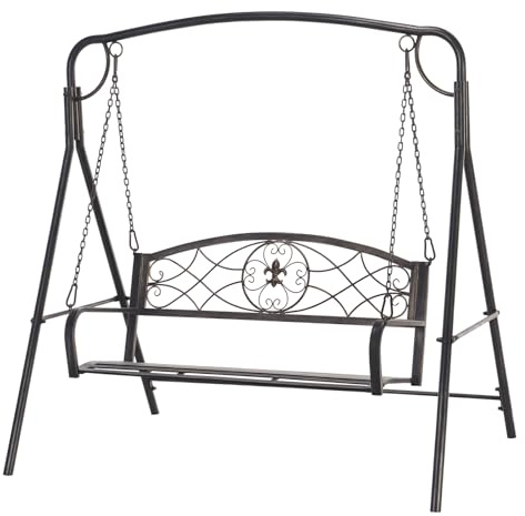 Outsunny Trädgårdsgunga för 2 personer, hollywoodgunga, gungbänk, metall, brons, 167 x 123 x 175 cm