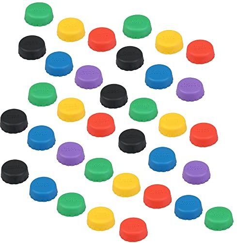Kronkorken, 36 Mehrweg Flaschenverschluss, Verwendbar für Bierflaschen, Wein und Saftflaschen, 6 Farben