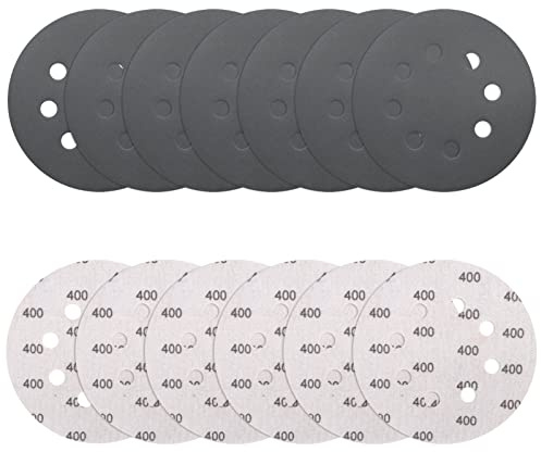 VIBRATITE 70 Stück Schleifpapier 125mm Klett, Nass und Trocken Schleifscheiben, Körnung 400, 8 Löcher Exzenterschleifer Schleifpapier für Auto Metall Holz